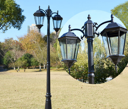 海南欧式户外LED灯3米双头庭院灯三头防水广场别墅灯防锈公园广场灯头